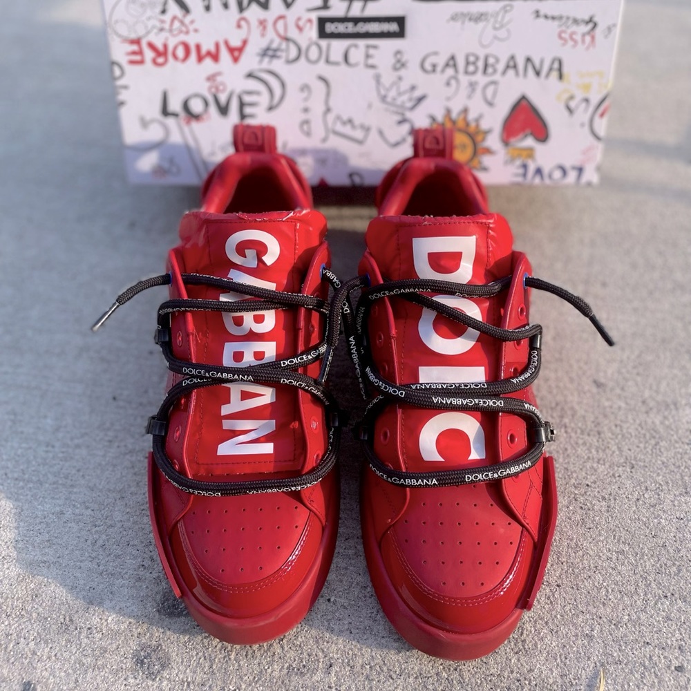 Dolce & Gabbana Men's Portofino Leather Logo Sneakers